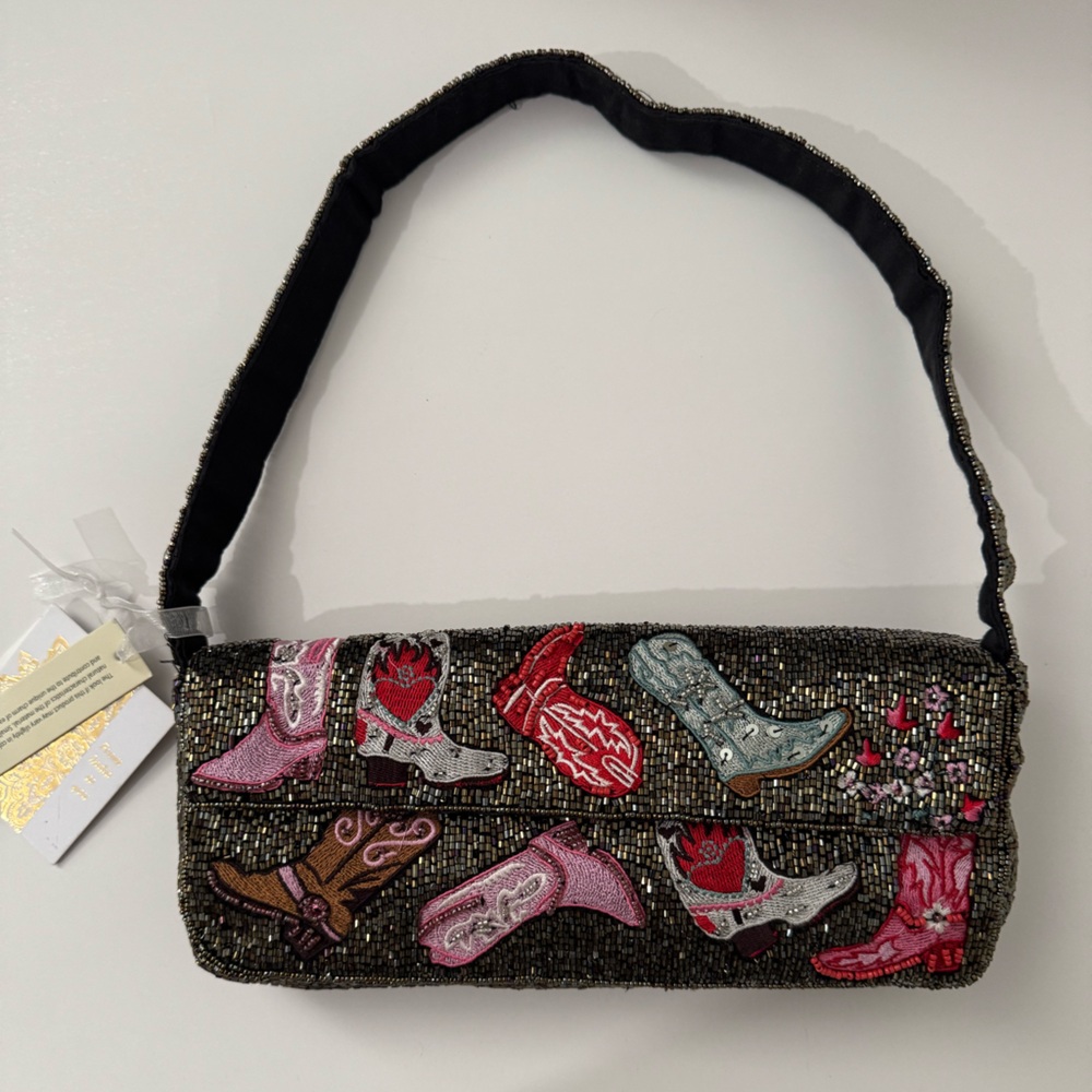 Viral beaded bag Embellished Black and Pink Women's Bag